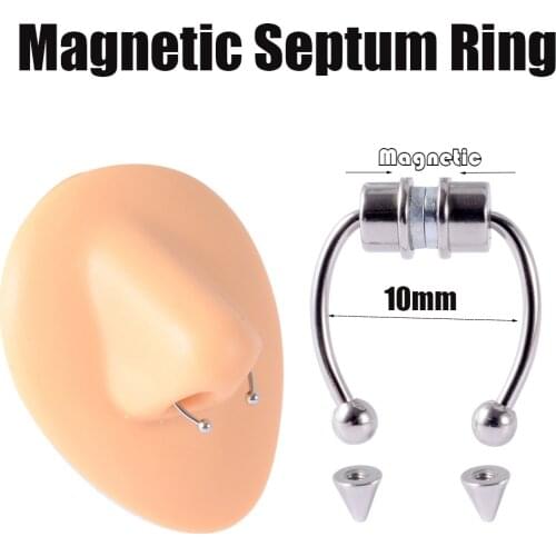 2021 New Nose Ring Reusable Alloy Fake Magnetic False Nose Ring Horseshoes Non Piercing Hoop Jewelry for Party Bar