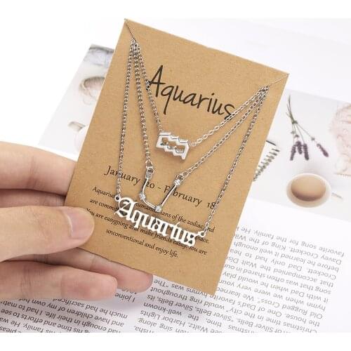 Trendy Constellation Multilayer Necklace For Women Female 12 Zodiac Necklaces Choker Vintage Jewelry Bijoux Femme BFF Gift
