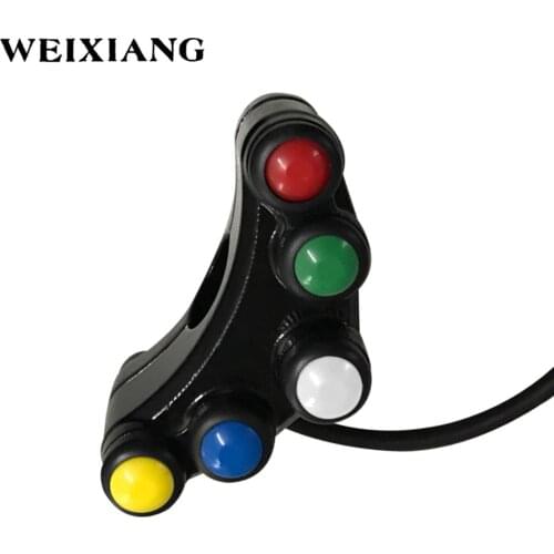 12V Aluminum Alloy Motorcycle Switches 7/8" 22mm Handlebar Mount Headlight Turn Signal Fog Lights Horn ON OFF Start Kill Switch