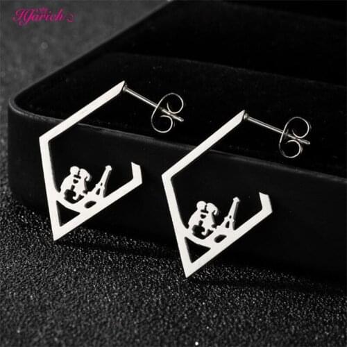 Kiss Cute Boy Girl Love Heart Earring Stainless Steel Eiffel Tower Birthday Party Wedding Jewelry Gift for Women Kid Bijoux