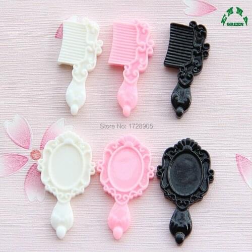 Charms for Jewelry making Resin Cabochons Flatback for Phone Cases 10pcs 40mm cute Comb Mirror Charms Resin Charms for Slime