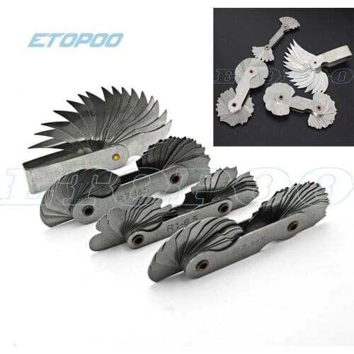 Radius template R gauge R1-6.5 7-14.5 15-25 26-80 radius gage plate fillet gaug External Internal Concave Convex Measuring tools