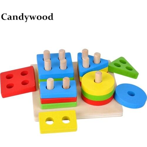 Baby Brain Development Toys Montessori Match Toy Geometric Sorting Board Wooden Blocks Kids Educational Toys Building Blocks