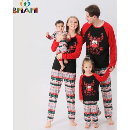 Christmas Family Matching Clothes Pajamas Sets Xmas Men Women Clothes Adult Kids Deer Pajamas Set Baby Romper Sleepwear Homewear