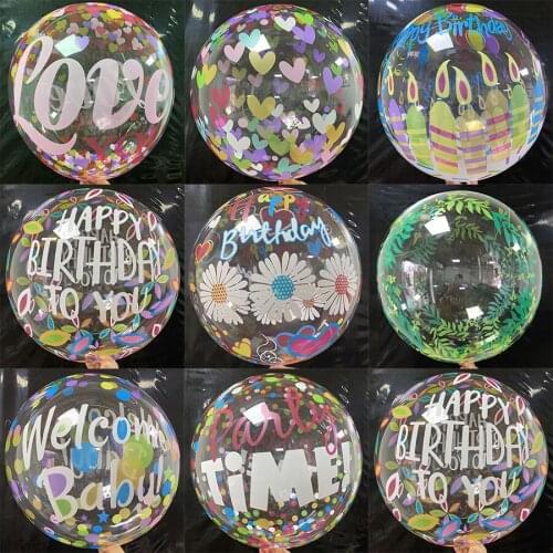 1 Pcs 20inch Happy Birthday Bobo Balloons Transparent Globos Baby Shower Supplies Boys Girls Birthday Party Decoration