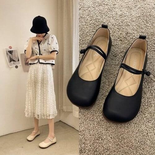 Casual Solid Color Mary Jane Flat Shoes Womens New Style Slim Casual Comfortable Soft Bottom Fashion Flat Shoes MAZIAO