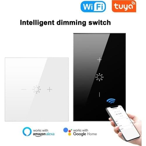 Tuya Smart WiFi Wall Touch Dimmer Switch Glass Panel Wireless European And American Voice Control App