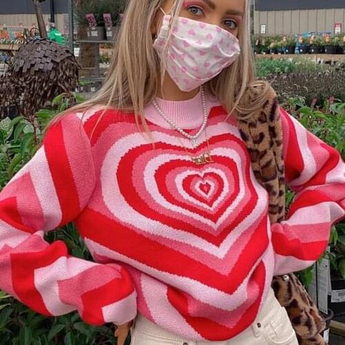 Knitted Y2K Sweater Women Pullovers Knit Jumper Aesthetic Striped Knitwear Girl Vintage Streetwear Autumn Slim Goth Style Tops