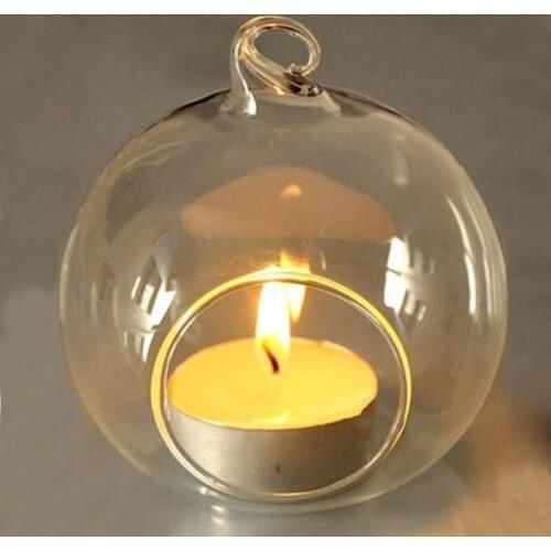 High Quality Useful Hanging Tealight Candle Holder Glass Globes Terrarium Wedding Candle Holder Candlestick L*5