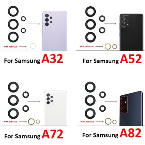 New Back Rear Camera Glass Lens With Sticker Adhesive For Samsung A32 A52 A72 A82 S21 Plus S21 Ultra Replacement Parts