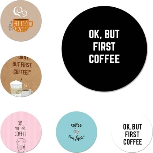 Ok But First Coffee Book Girl Quality Icons Pins Badge Decoration Brooches Metal Badges For Backpack Decoration