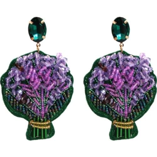 Crystal pendant earrings for women fashion beautiful wedding earrings crystal flower earrings Christmas jewelry gifts Oorbellen