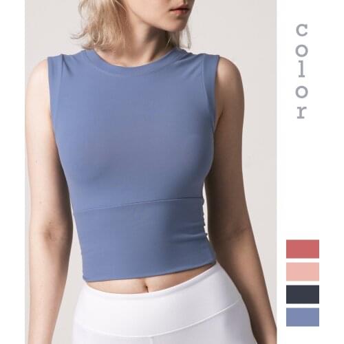 Moonglade Yoga Tops Sports Vest Running Fitness T-Shirt Sleeveless Women Sexy Tight Elastic Quick Dry Sanding Solid Color