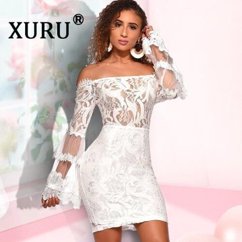 XURU summer new best womens lace embroidery dress straps tube top sexy nightclub dress white wine red black dress