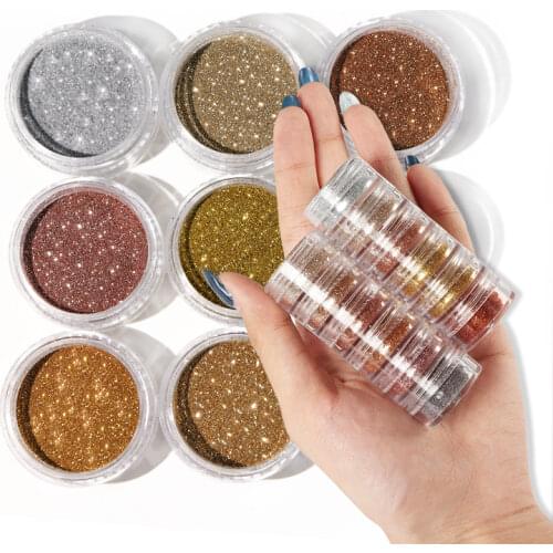 Gold Silver Nail Glitter Powder Set Crystal Diamond Powder Glitter Shiny Pigment Sparkling Glass Micro Drill Nail Art Decoration