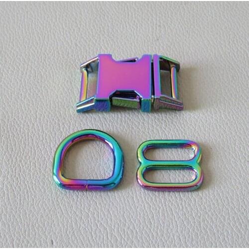 1Set 15mm Pet Dog Collar Paracord Metal D Ring Slider Belt Loop Semicircle Clasp Buckle Handmade DIY Accessory Harness Hardware