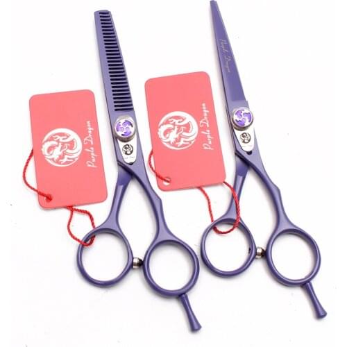1Pair 5.5 inch 16cm Purple Dragon Professional Hairdressing Scissors Cutting Shears Thinning Scissors Hair Scissors Style tool