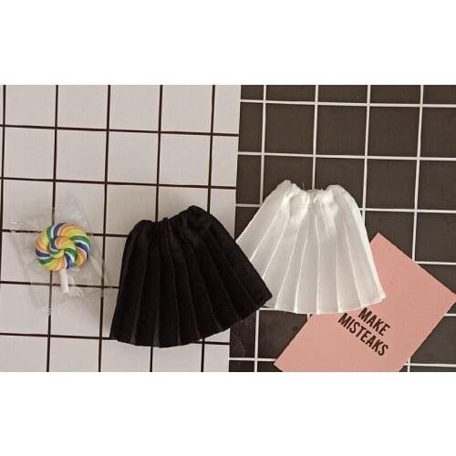 1PCS Cute White Black Pleated Skirt for Blyth Azone Licca 1/6 Dolls Accessories