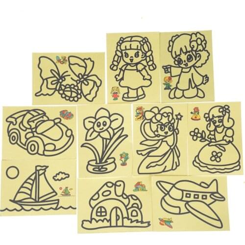 10pcs/lot Children Kids Drawing Toys Sand Painting Pictures Kid DIY Crafts Education Toy for boys and girls