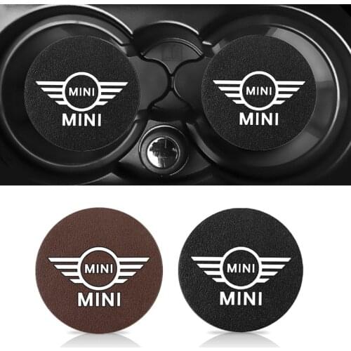 2Pcs Car Cup Holder Pad PU Leather Slot Non-slip Coaster Mat For BMW MINI Cooper r56 f55 r53 Countryma Clubman Coupe E46 E90 E60
