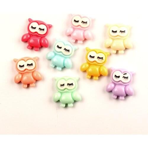 20Pcs Mixed Resin Owl Decoration Crafts Flatback Cabochon Kawaii DIY Embellishments For Scrapbooking Accessories