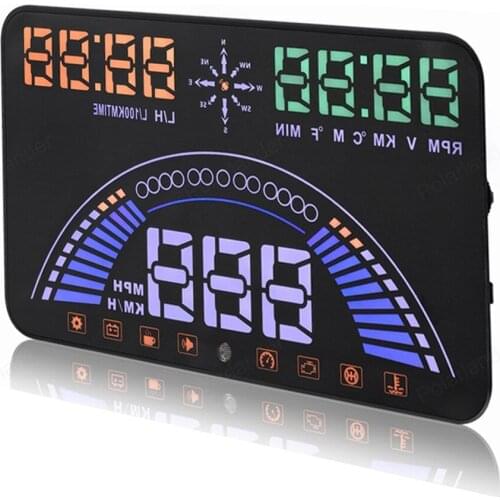 5.8" HD HUD display Windshield Projector Digital Overspeed alarm Voltage Ometer With OBD+GPS System Smart S7 Head up display