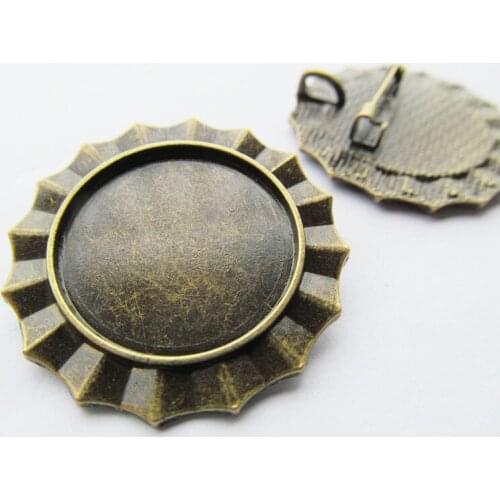 50pcs Antique Silver tone/Antique Bronze Handmade Badge Brooch/Pin/Breast Pin,Base Setting Tray Bezel,Fit 25mm Cabochon/Cameo