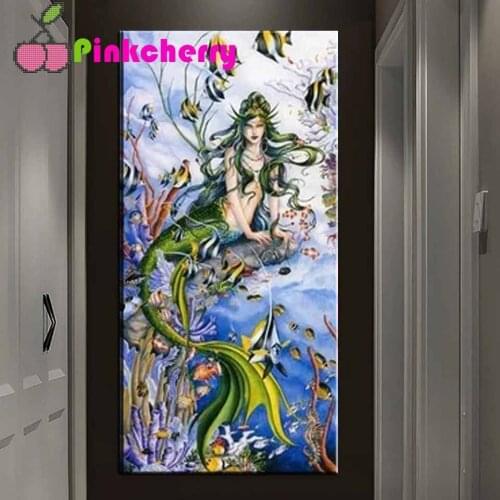 5D DIY Diamond Painting Ocean Life Princess Mermaid Full Square Round Diamond Stitch Rhinestone Mosaic Decor Gift k625