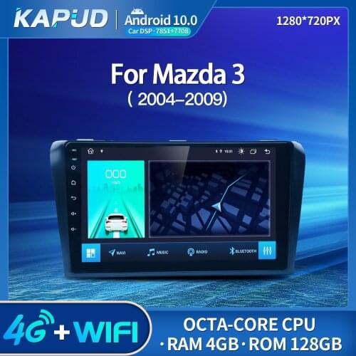 Kapud Android 10.0 Auto Radio 9" Car Stereo Multimedia Player For Mazda Mazda3 3 BK 2004-2009 Navigation 4G Wifi GPS