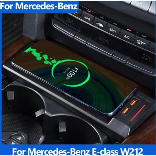 Car QI wireless charger For Mercedes-Benz E-class W212 accessories 15W fast charging pad interior modification parts