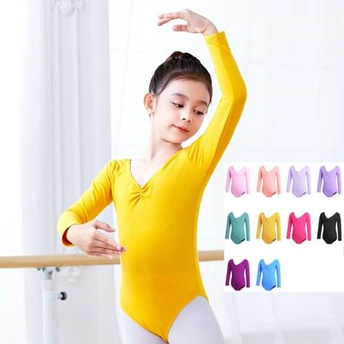 Girls Ballet Dance Costume Kid Long/Short Sleeve Cotton Kids Turnpakje Leotard Girls Gymnastics Dancewear Leotard for Ballet