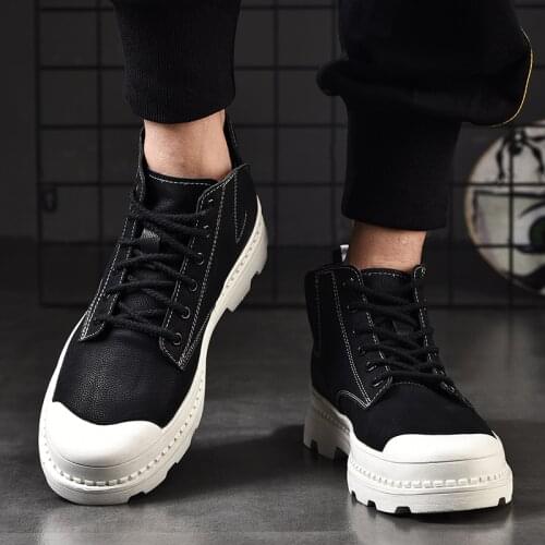 Leather Shoes Men Boot Soft Leather Men Casual Shoes Handmade Shoes For Male Classic Big Size High Top Shoes