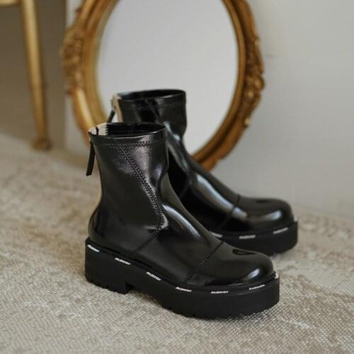 Zipper boots Martin boots womens boots thick-soled autumn and winter new short boots short boots high boots X647