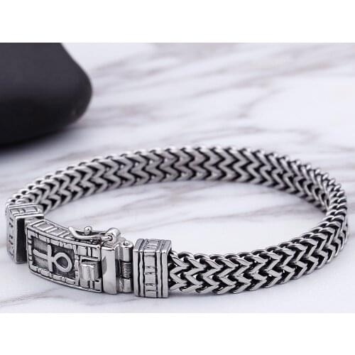 Hiphop Rock Mens Bracelets Bangles Heavy Stainless Steel Charm Bracelet Men Male Jewelry Accessories Gifts For Husband Friends