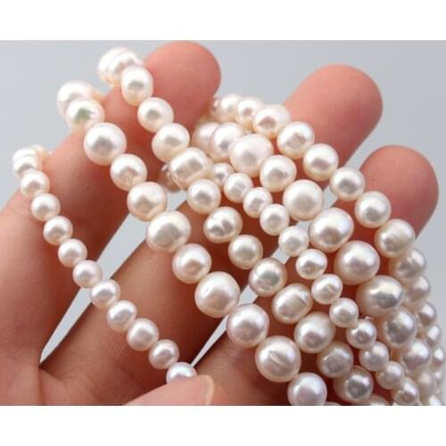 Screw Thread Rice Beads Potato Shape Natural Freshwater Pearl Loose Beads For Jewelry Making (4-10MM)
