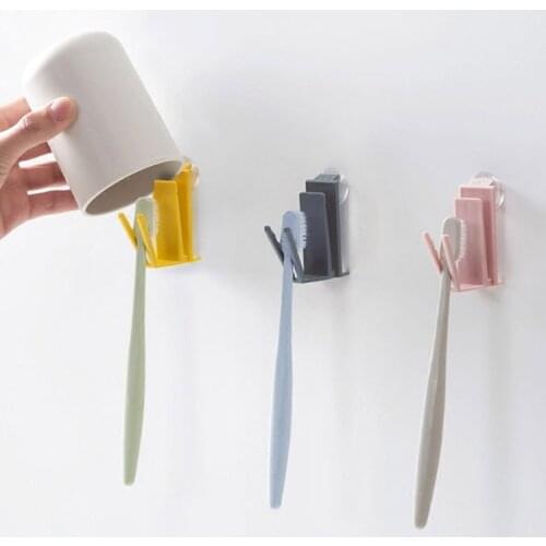 European Style Cute Simple Toothbrush Holder Wall Suction Hook Tooth Brush Holder Home Decor For Kids Bathroom Accessories