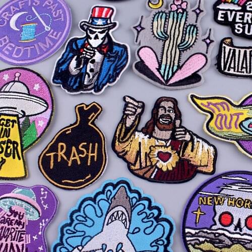 Pulaqi Joker/Anime Patch DIY Iron On Patches On Clothes Outdoor/Van Gogh Patches Embroidered Patches For Jacket Stripes Sticker