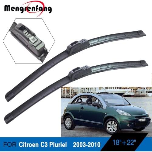For Citroen C3 Pluriel Car Front Windscreen Wiper Blades Soft Rubber Wiper J Hook Arms 2003 2004 2005 2006 2007 2008 2009 2010