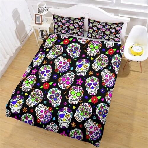 Home Textile Personalized Skull Print Adult Duvet Cover Bedding and Pillow Case King Bed Double Bed Bedspread Customization