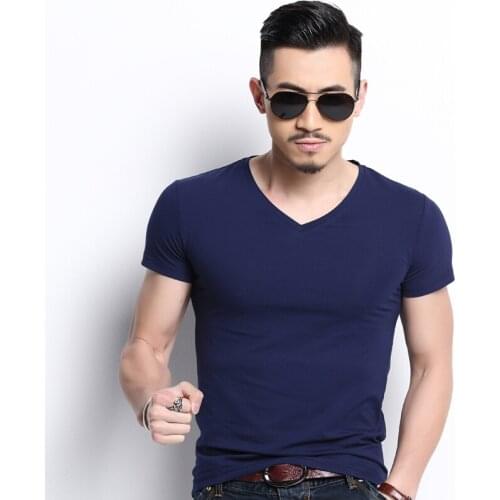 Short Sleeve T Shirt Mens Tops Tees V Neck Short Sleeve Slim Fit T-shirt Men Casual Summer Tshirt Camisetas Plus Size S-5XL