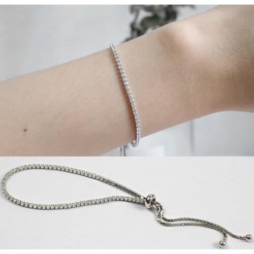 Korean Fashion Real 925 Sterling Silver Full Cubic Zirconia Inlaid Adjustable Bracelets Fine Jewelry for Women ST110