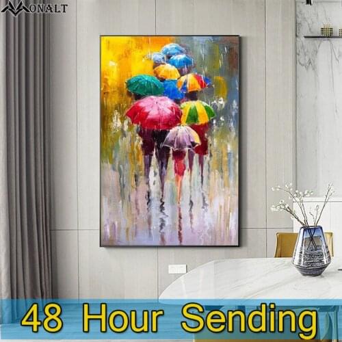 Colorful Umbrellas Canvas Print Oil Painting Hand Painted Living Room Lmpressionist Canvas Art Foto Posters on the Wall Cuadros