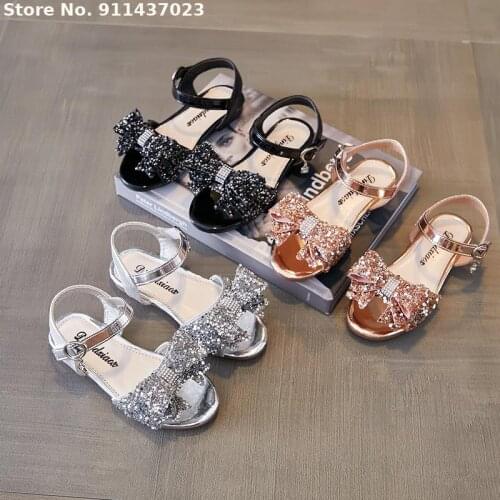 Summer Toddler Leather Shoes Kids Wedding Dress Shoes Children Princess Flower Sandals For Girls Casual Dance Shoes Flat Sandals