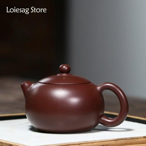 Loiesag 120ml Yixing Purple Clay Teapot Raw Ore Purple Mud Xishi Teapot Seven Holes Effluent Zisha Teapot Kung Fu Tea Set Home
