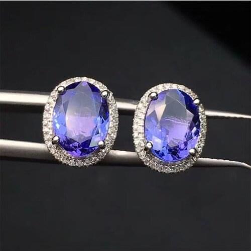 Best Gift 100% Natural and real Tanzanite Earring 925 sterling silver Fine jewelry