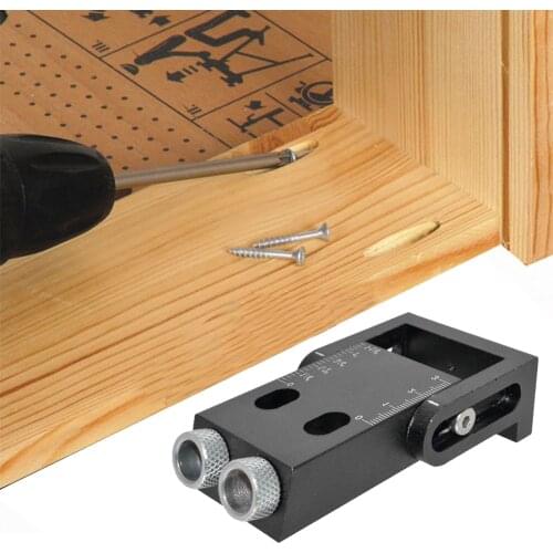 Puncher Pocket Hole Jig Kit Drill Carpentry Tools 15 Degree Angle Hole Locator for Household Wooden Accessories