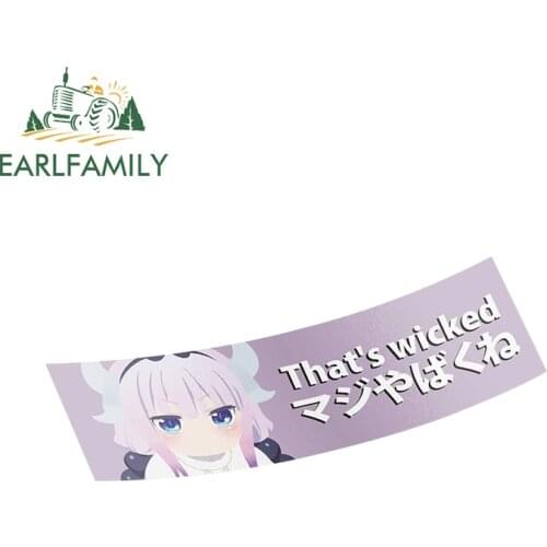 EARLFAMILY 13cm x 7cm for Miss Kobayashis Dragon Maid Slap Car Stickers Anime Decal Graffiti Surfboard Windshield Sticker Decor
