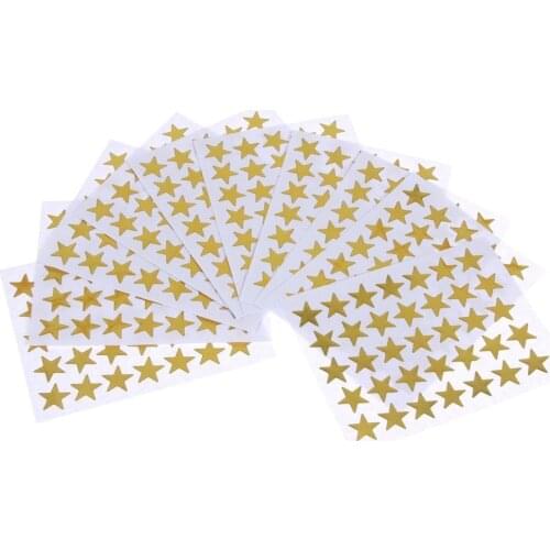 Child Gilding Reward Flash 10 Sheets Sticker Teacher Praise Label Award Five-pointed Star Gold Sticker Self-adhesive Sticker