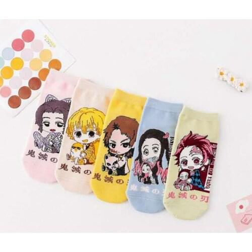 1 Set Trendy Japanese Anime Demon Slayer Parent-child Socks Cosplay Short Embroidery Warm Socking Hot Sale 5pcs/lot