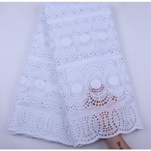 Latest 2020 Pure White African Lace Fabric Nigerian Swiss Dry Cotton Lace Fabric With Stones Dubai Lace Fabric For Sewing S1923